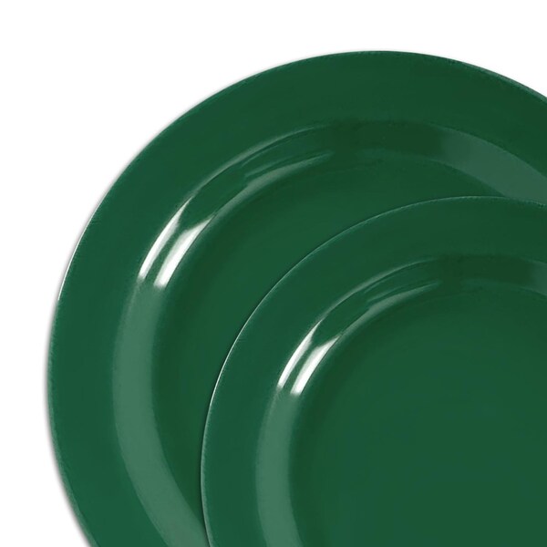 Smarty Had A Party Solid Green Holiday Round Plastic Dinnerware Value Set (120 Dinner Plates + 120 Salad Plates), 240PK 110GRVP-CASE - main